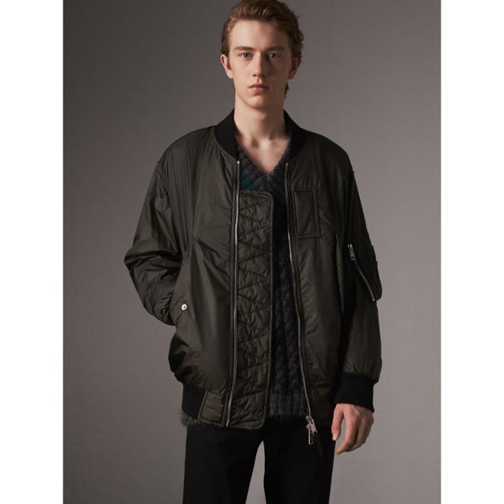 Burberry Burberry Lightweight Bomber Jacket, Size: 42, Green