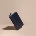 Burberry Burberry London Leather And Alligator Ziparound Wallet, Blue