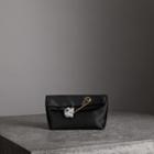 Burberry Burberry The Small Pin Clutch In Satin, Black