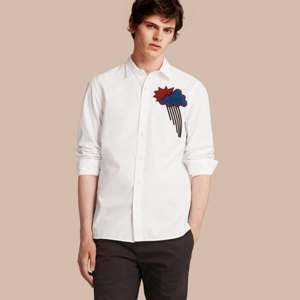 Burberry Weather Appliqu Cotton Poplin Shirt
