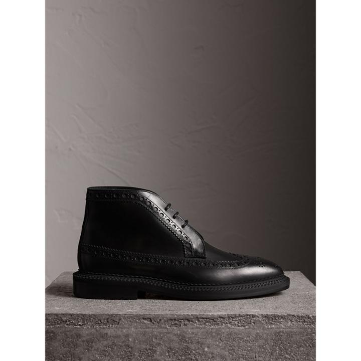 Burberry Burberry Leather Brogue Boots, Size: 46, Black