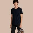 Burberry Burberry Crew Neck Cotton T-shirt, Size: Xl, Blue
