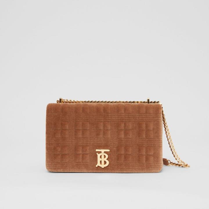 Burberry Burberry Medium Quilted Velvet Lola Bag, Brown