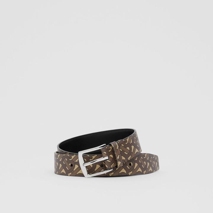 Burberry Burberry Monogram E-canvas Belt, Size: 90, Brown
