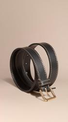 Burberry Smooth Leather Belt With Topstitch Detail