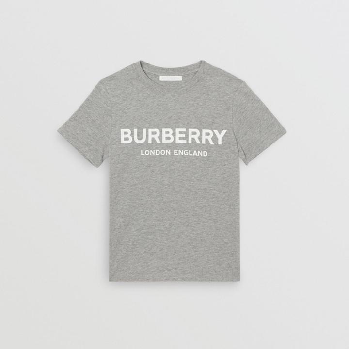 Burberry Burberry Childrens Logo Print Cotton T-shirt, Size: 6y, Grey Melange