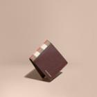 Burberry Burberry Grainy Leather And House Check Folding Wallet, Purple