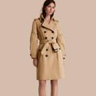 Burberry Cotton Gabardine Trench Coat With Puff Sleeves