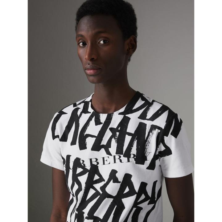 Burberry Burberry Graffiti Print Cotton T-shirt, Size: L
