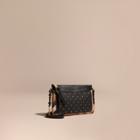 Burberry Riveted Leather And House Check Clutch Bag