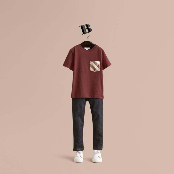 Burberry Burberry Check Pocket Cotton T-shirt, Size: 8y, Red