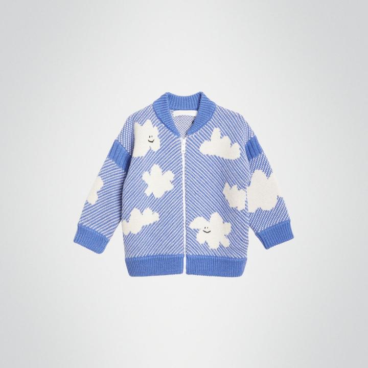 Burberry Burberry Childrens Cloud Jacquard Merino Wool Cardigan, Size: 18m, Blue