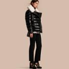 Burberry Detachable Fur Collar Oversize Down-filled Glossy Puffer