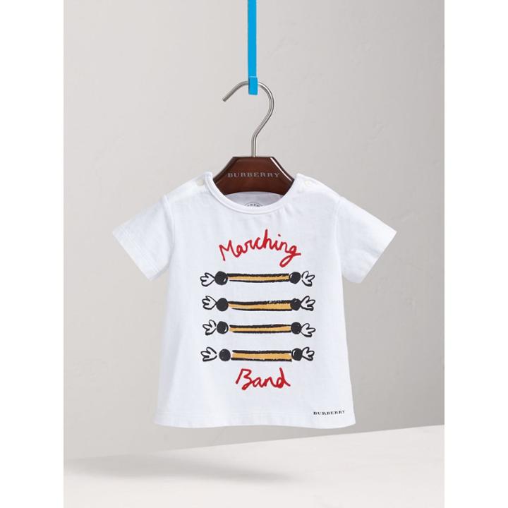 Burberry Burberry Parade Print Cotton T-shirt, Size: 2y, White