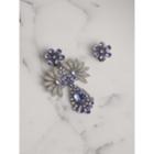 Burberry Burberry Crystal Double-daisy Drop Earring And Stud Set, Purple