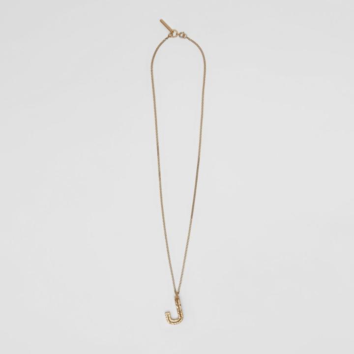 Burberry Burberry 'j' Alphabet Charm Gold-plated Necklace, Yellow