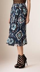 Burberry Prorsum Tie-dye Print Silk Skirt