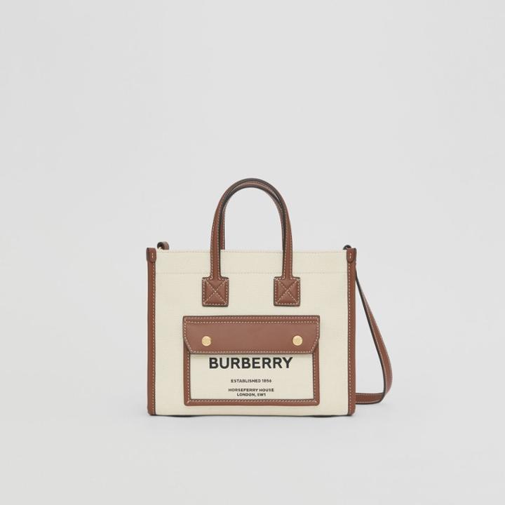 Burberry Burberry Mini Two-tone Canvas And Leather Freya Bag - Online Pre-launch