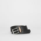 Burberry Burberry Check Detail Grainy Leather Belt, Size: 90, Black