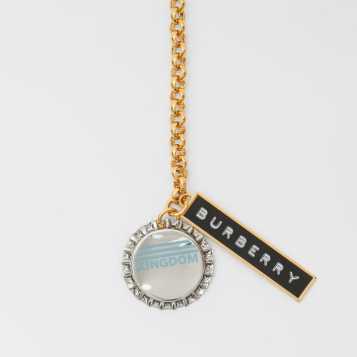 Burberry Burberry Bottle Cap And Logo Tag Gold-plated Chain Necklace, Light Gold