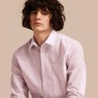 Burberry Burberry Panelled Stripe Cotton Shirt, Size: M, Pink
