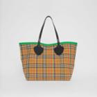 Burberry Burberry The Giant Tote In Rainbow Vintage Check, Yellow