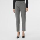Burberry Burberry Houndstooth Check Wool Cropped Tailored Trousers, Size: 06, Black