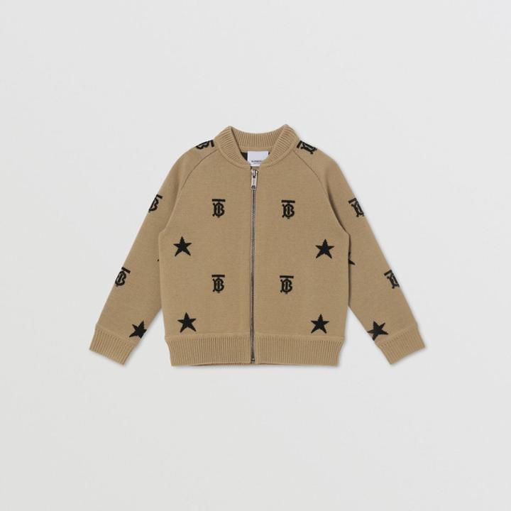 Burberry Burberry Childrens Star And Monogram Motif Wool Blend Cardigan, Size: 12y