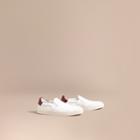 Burberry Burberry Perforated Check Leather Slip-on Trainers, Size: 43, White