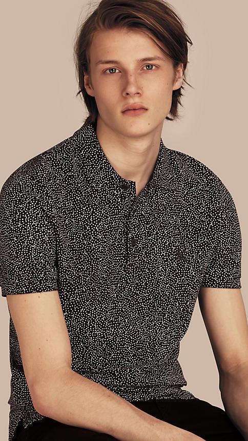Burberry Painterly Spot Print Cotton Polo Shirt