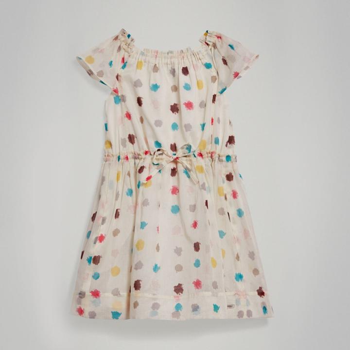 Burberry Burberry Cut-out Detail Spot Print Cotton Dress, Size: 10y
