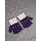 Burberry Burberry Fair Isle Cashmere Wool Fingerless Gloves, Blue