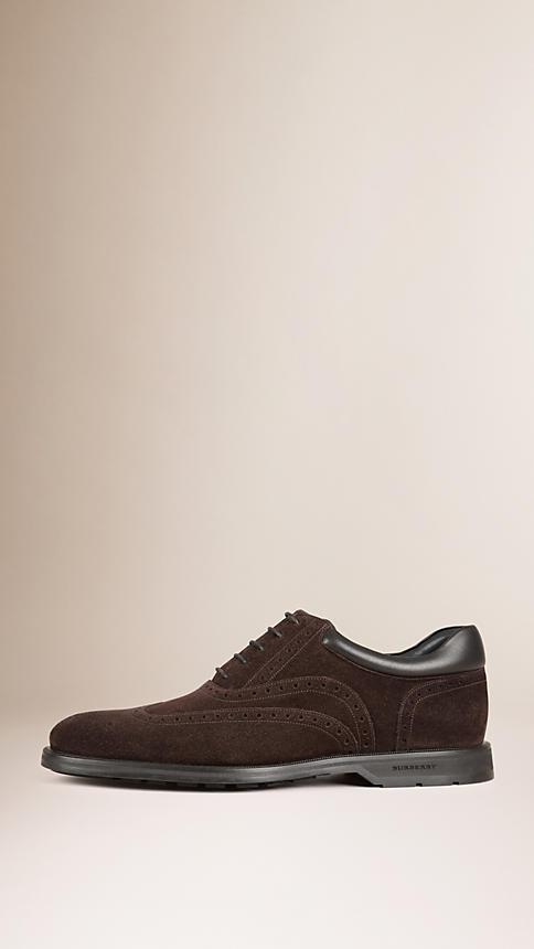 Burberry Cushion Detail Suede Wingtip Brogues