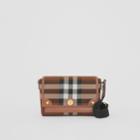 Burberry Burberry Knitted Check And Leather Note Crossbody Bag