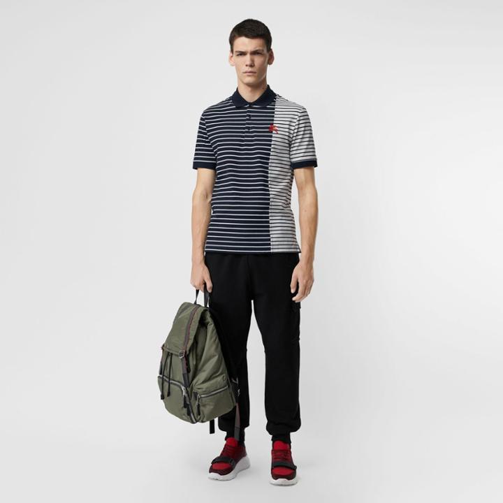 Burberry Burberry Contrast Stripe Cotton Polo Shirt, Size: M, Blue