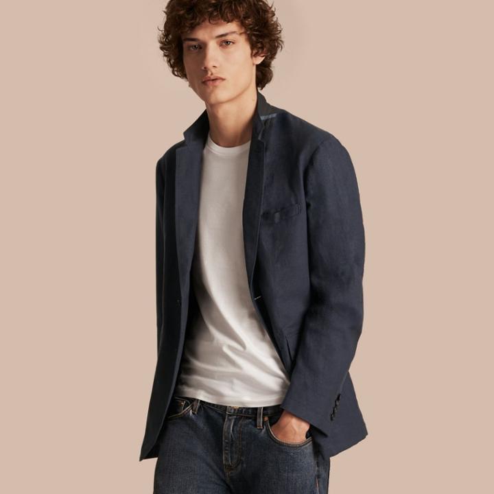 Burberry Burberry Cotton Blazer, Size: 44l, Blue