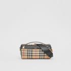Burberry Burberry The Vintage Check And Leather Barrel Bag, Beige