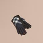 Burberry Burberry Leather And Check Cashmere Gloves, Size: 7.5, Blue