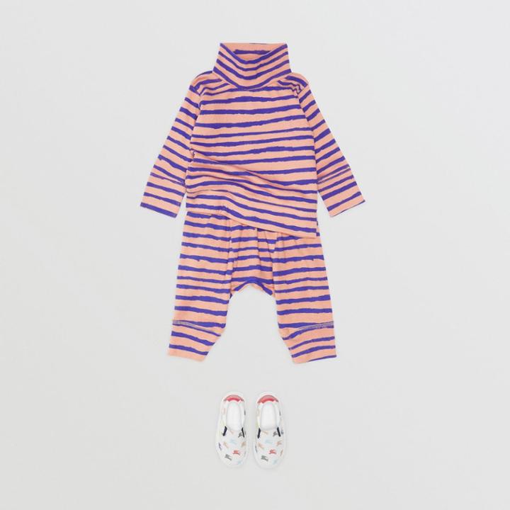 Burberry Burberry Childrens Striped Rib Knit Cotton Sweatpants, Size: 12m, Pink