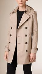 Burberry Cotton Trench Coat With Detachable Hood