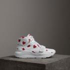 Burberry Burberry Heart Print Leather High-top Sneakers, Size: 35, Red