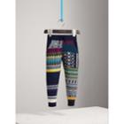 Burberry Burberry Fair Isle Wool Cashmere Patchwork Sweatpants, Size: 14y, Blue
