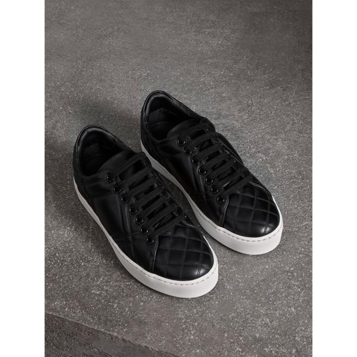Burberry Burberry Check-quilted Leather Trainers, Size: 39.5