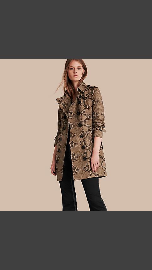 Burberry Python Print Cotton Trench Coat