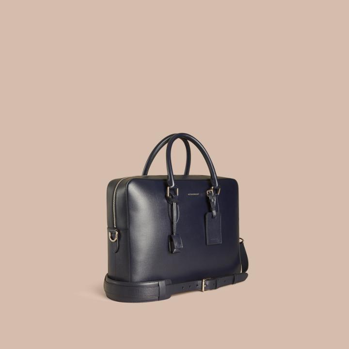 Burberry Burberry Large London Leather Briefcase, Blue