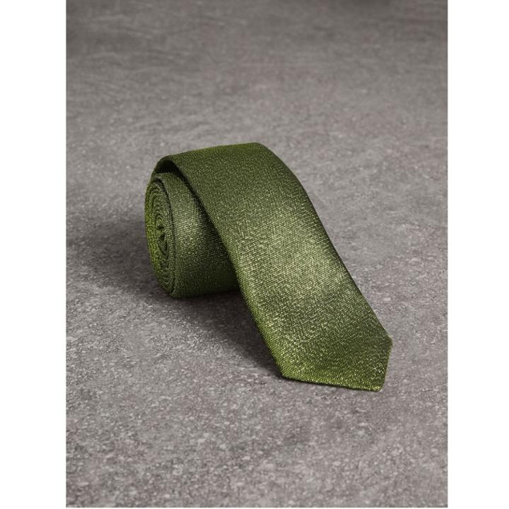 Burberry Burberry Slim Cut Metallic Silk Blend Tie