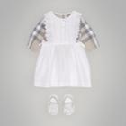 Burberry Burberry Scalloped Pliss Detail Cotton Shirt Dress, Size: 3m, White
