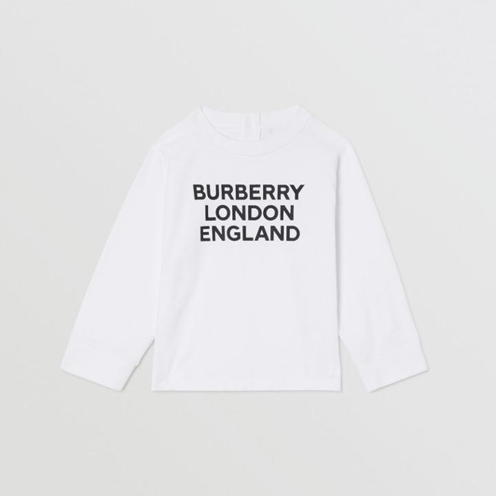 Burberry Burberry Childrens Long-sleeve Logo Print Cotton Top, Size: 2y, White