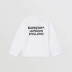 Burberry Burberry Childrens Long-sleeve Logo Print Cotton Top, Size: 2y, White