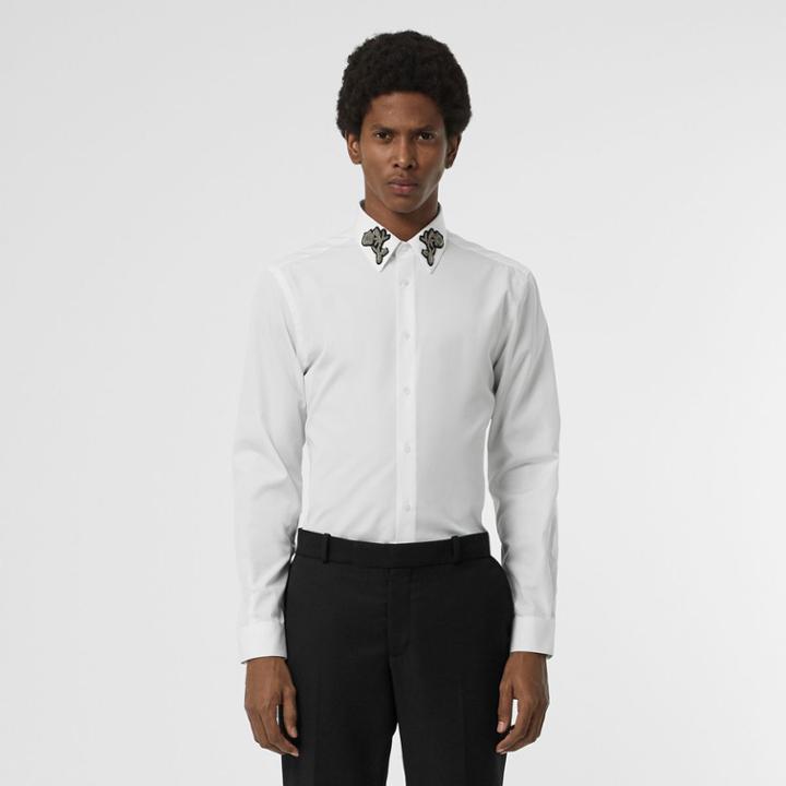 Burberry Burberry Slim Fit Bullion Floral Cotton Poplin Dress Shirt, Size: 14, White